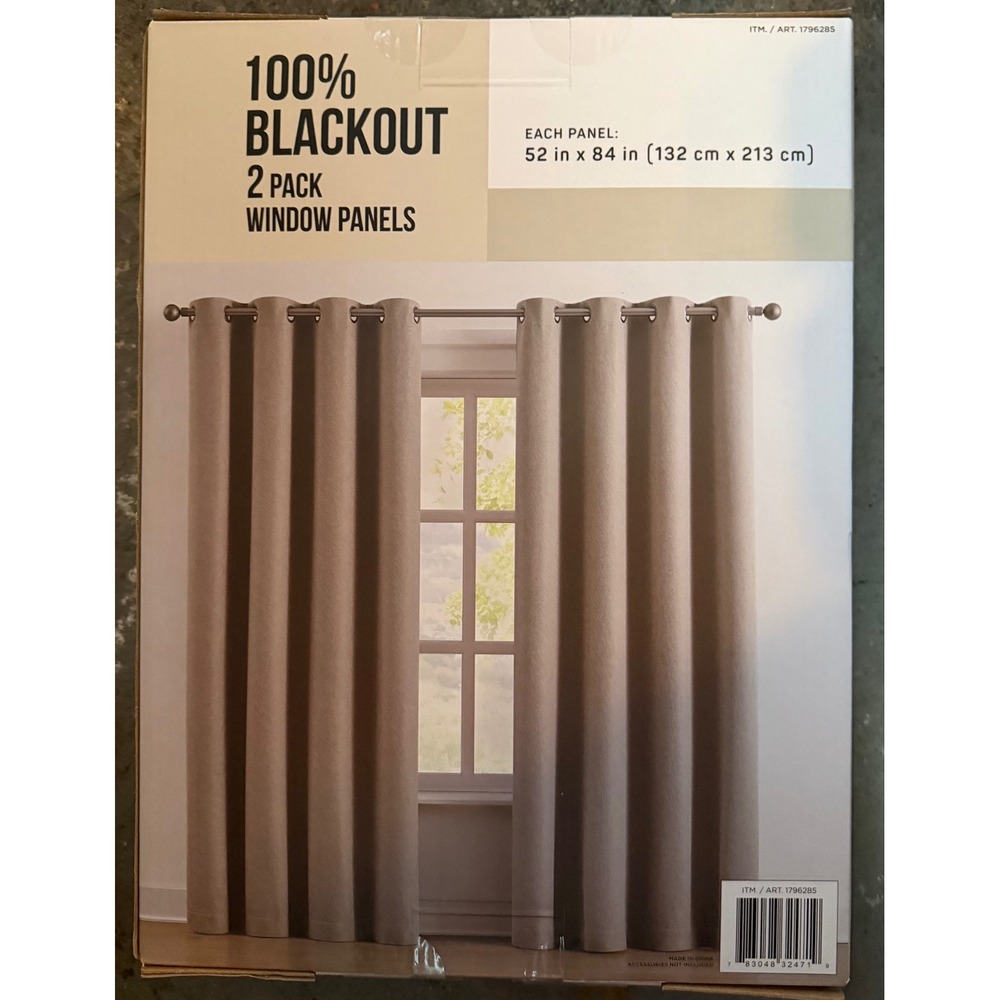 Blackout Curtains Panel Pair by Piper 52"x84" Magnetic Closure| 2 Pack Beige